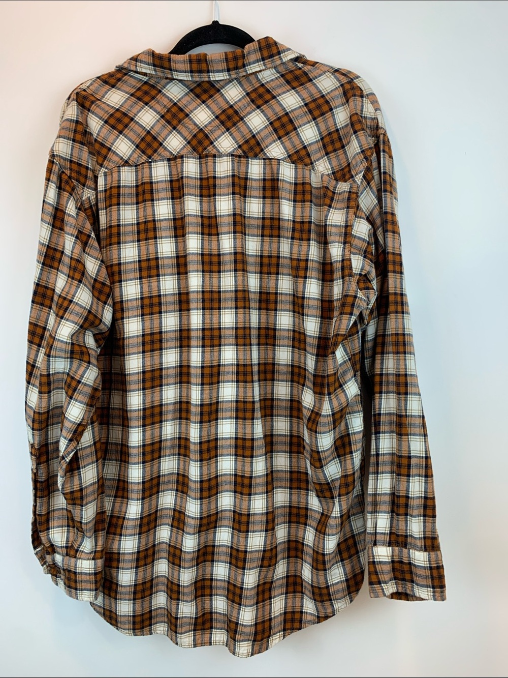 Orange plaid flannel by Red Head sz L casual fall outdoor engagement photo - Picture 4 of 5